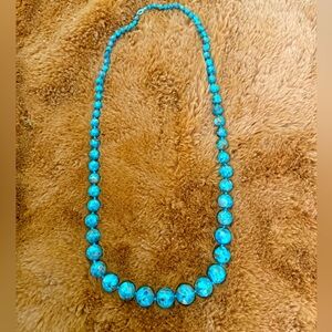 JTV Southwest "Graduated Turquoise" Beaded Necklace Rhodium Over Sterling Silver